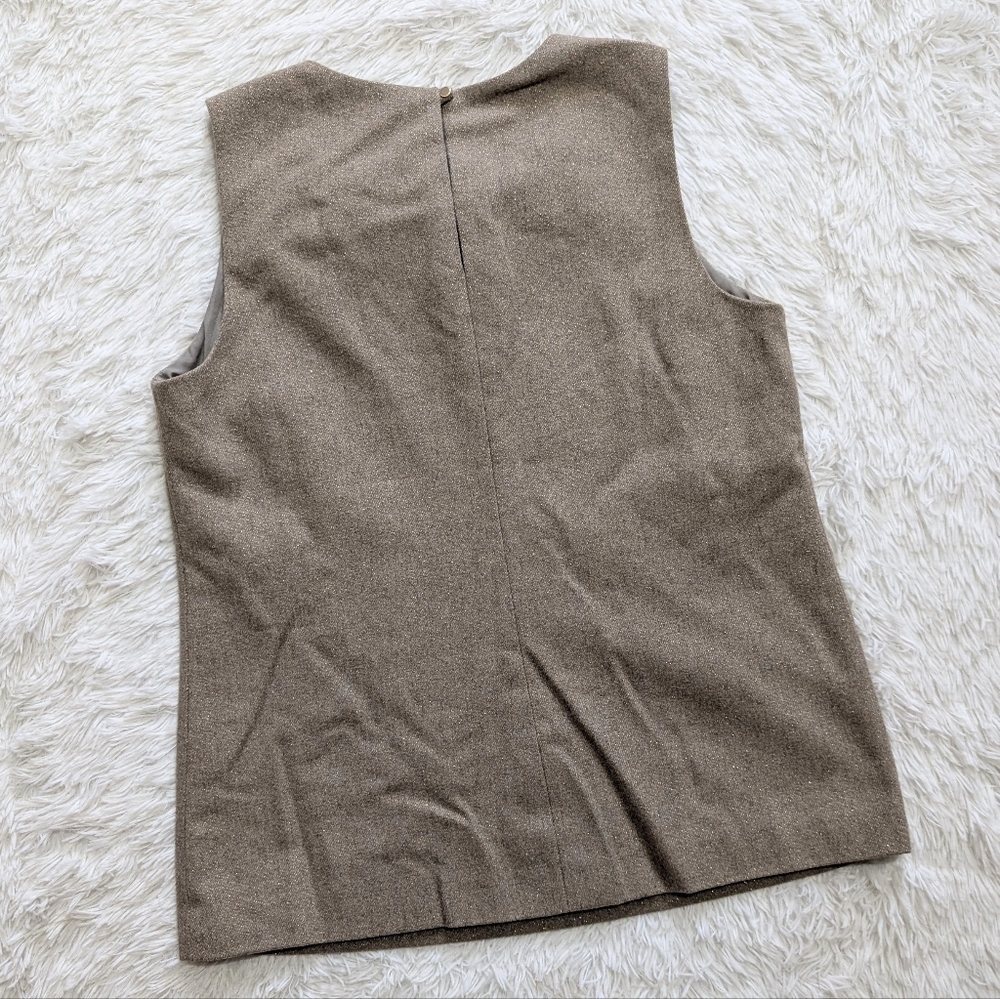 NWT Banana Republic Metallic Gold & Tan Wool Blend Pleated Top Size Small - Picture 6 of 11